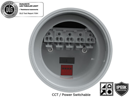IP69K IP66 TB7 Super-LED-Rohrlicht mit DIP-Schaltleistung/3CCT/3-Phase 160LPW Wirkungsgrad