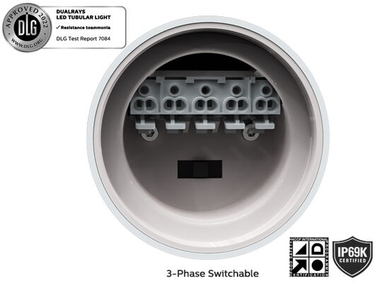 IP69K IK10 TB7 LED-Röhrenleuchte Anto-UV Ammoniak für Lebensmittelverarbeitungsanlagen mit 3-Phasen-Umschaltung