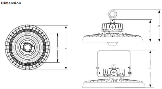 HB3 DIP Wechselstrom und 3CCT UFO LED High Bay Light 100W 150LPW mit Notfallfunktion optional