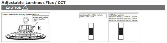 HB2 DIP Wechselstrom und 3CCT UFO LED High Bay Light 100W 150LPW mit Notfallfunktion optional