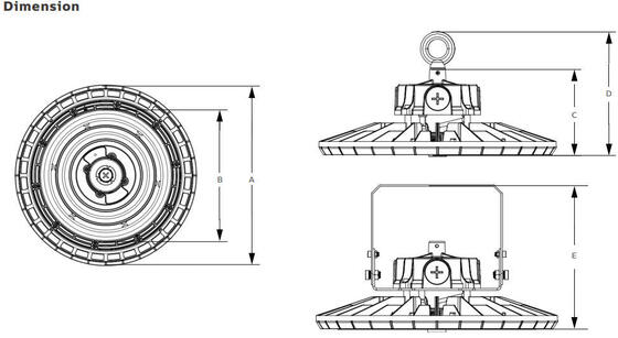 HB2 DIP Wechselstrom und 3CCT UFO LED High Bay Light 100W 150LPW mit Notfallfunktion optional