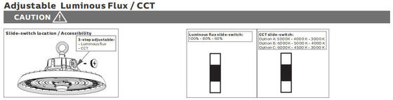HB3 DIP Wechselstrom und 3CCT UFO LED High Bay Light 150W 192LPW mit 20W/30W@3HRS Notfall