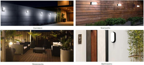 8W Bulk Head LED-Außenleuchte mit Notlichtfunktion und Bewegungsmelder IP65