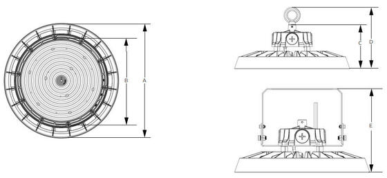 ENEC 190lm/W Dimmbare DUALRAYS LIGHTING HB5 UFO High Bay Light 100W 150W 200W IP65 IK08 UGR19 Sensor Zhaga Industrial Warehouse Lighting