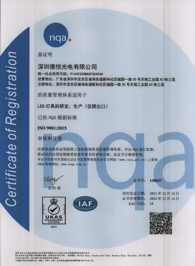 China DUALRAYS LIGHTING Co.,LTD. Zertifizierungen